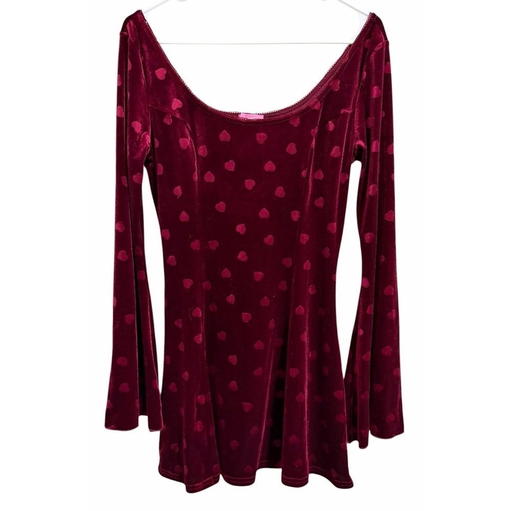 DOLLS KILL‎ SUGAR THRILLZ VALENTINE WISH MINI DRESS BURGUNDY WOMEN'S SIZE MEDIUM